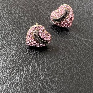Juicy Couture pink jeweled heart earrings
